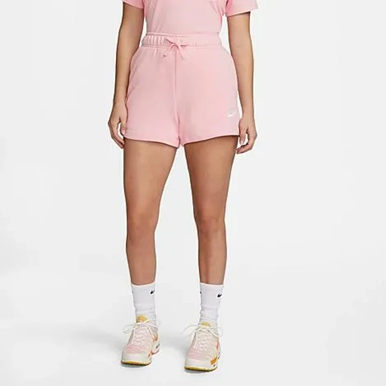 Nike Women's Sportswear Club Fleece Mid-Rise Shorts in Elemental Pink/Heather/White Size: XXS