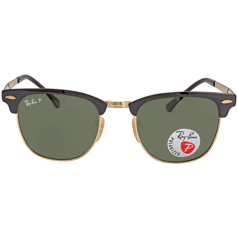 Ray Ban Clubmaster Metal Polarized Green Classic G-15 Square Unisex Sunglasses RB3716 187/ 58 51