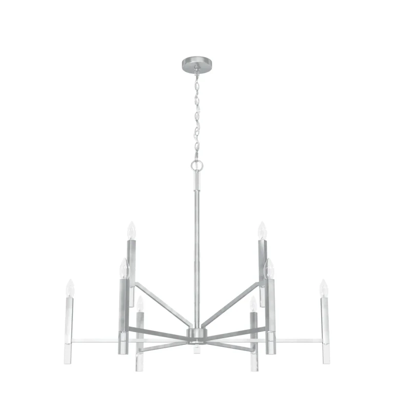 Brushed Nickel Nine Light Chandelier from the Sunjai Collection