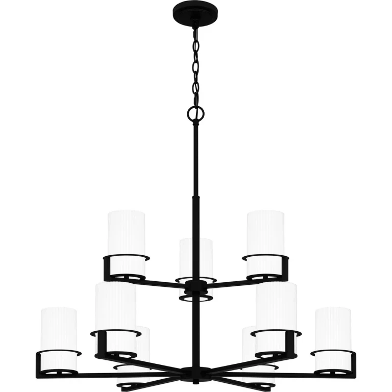 Matte Black Nine Light Chandelier from the Seymour Collection