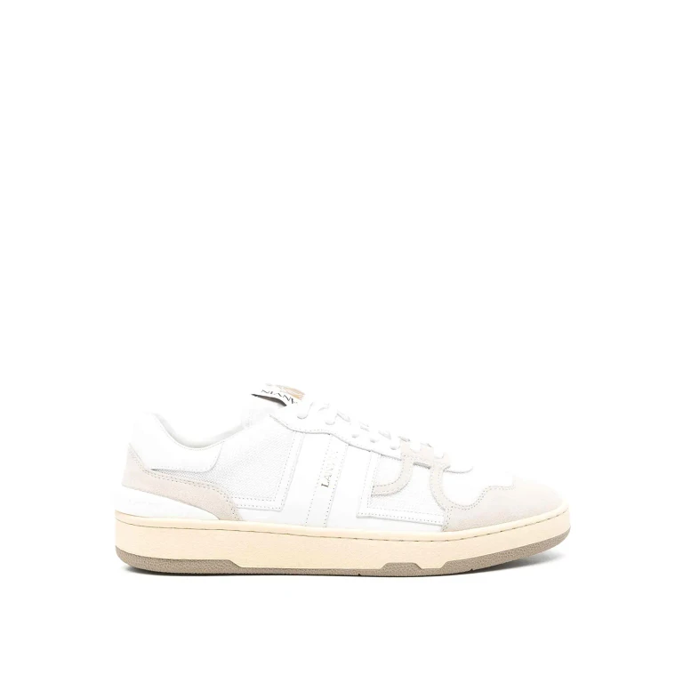 Lanvin Two-tone Leather And Fabric Clay Sneakers