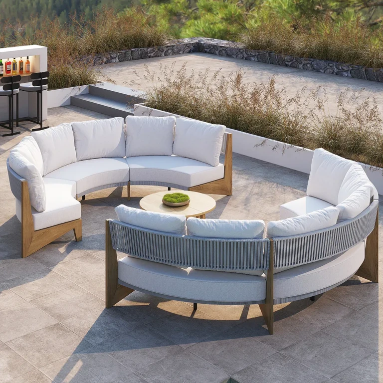 8 Pieces Farmhouse Curved Modular Outdoor Patio Sectional Sofa Set with Coffee Table