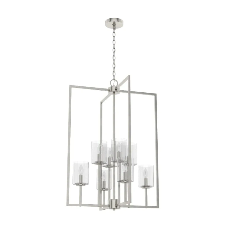 Brushed Nickel Eight Light Foyer Pendant from the Kerrison Collection