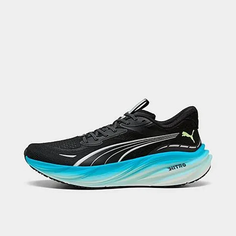 Men's Puma Magnify NITRO 3 Running Shoes in Puma Black/Speed Blue Size: 7.0