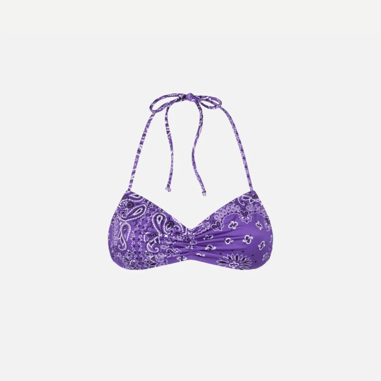 MC2 Saint Barth Purple Levante Bandana Print Bandeau Bikini Top