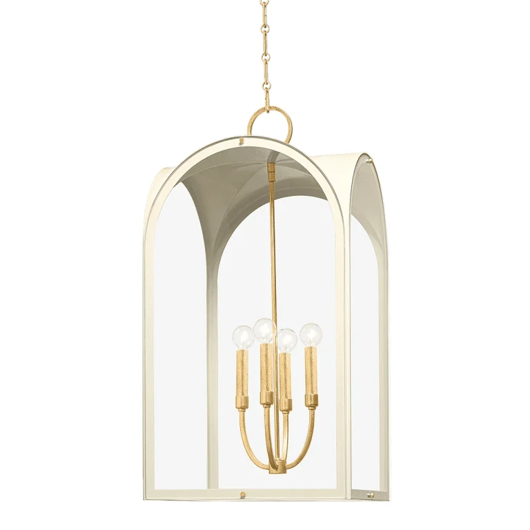 Vintage Gold Leaf Soft Sand Four Light Lantern from the Lincroft Collection