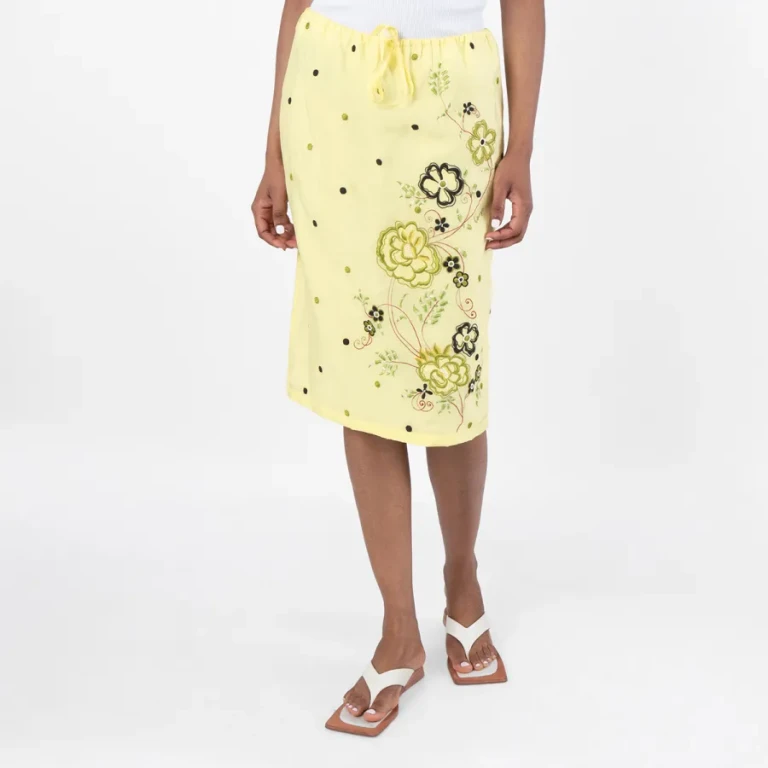 Kenzo Peonies Embroidered Drawstring Skirt