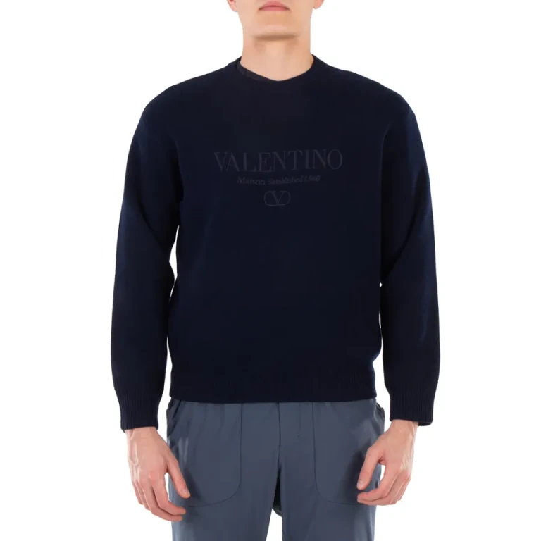 Valentino Logo Embroidered Crewneck Virgin Wool Jumper