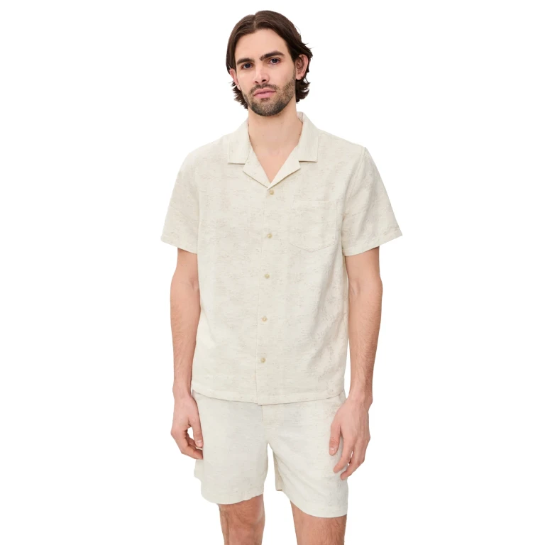 Marine Layer Jacquard Resort Shirt Natural/Tan M