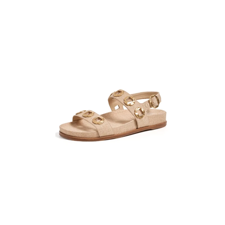 Larroudé Milan Sport Sandals Beige Raffia 7