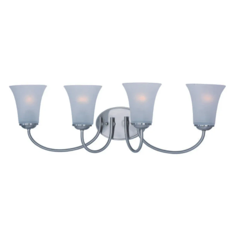 Logan 28" 4-Light Frosted Bathroom Vanity Light in Satin Nickel