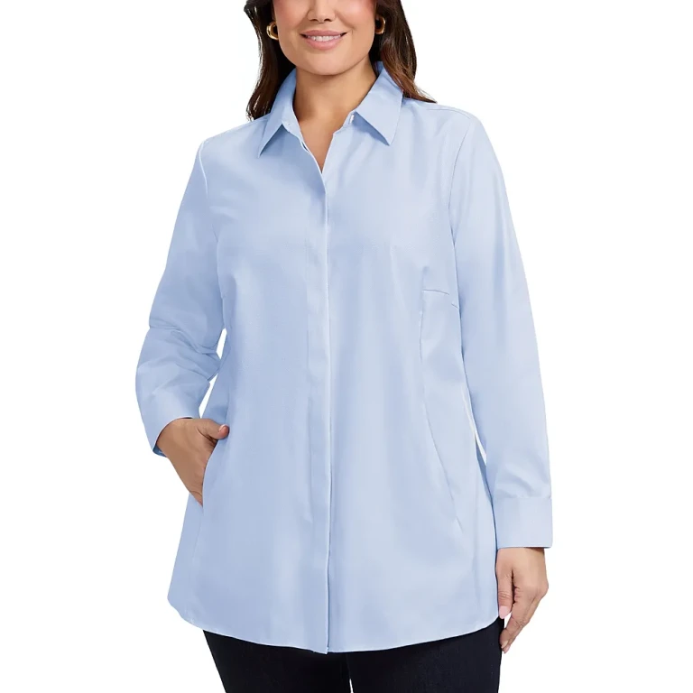 Foxcroft Plus Cici Long Sleeve Cavalry Cotton Shirt