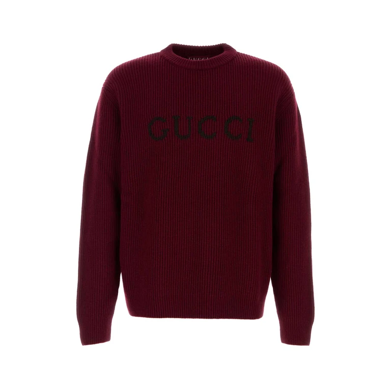 Gucci Burgundy Wool Blend Sweater Rossoancorabrown Maglieria - Men