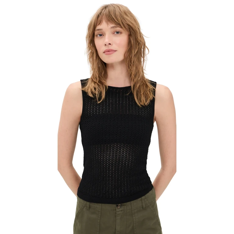 Joe's Jeans The Crochet Boat Neck Tank Black S