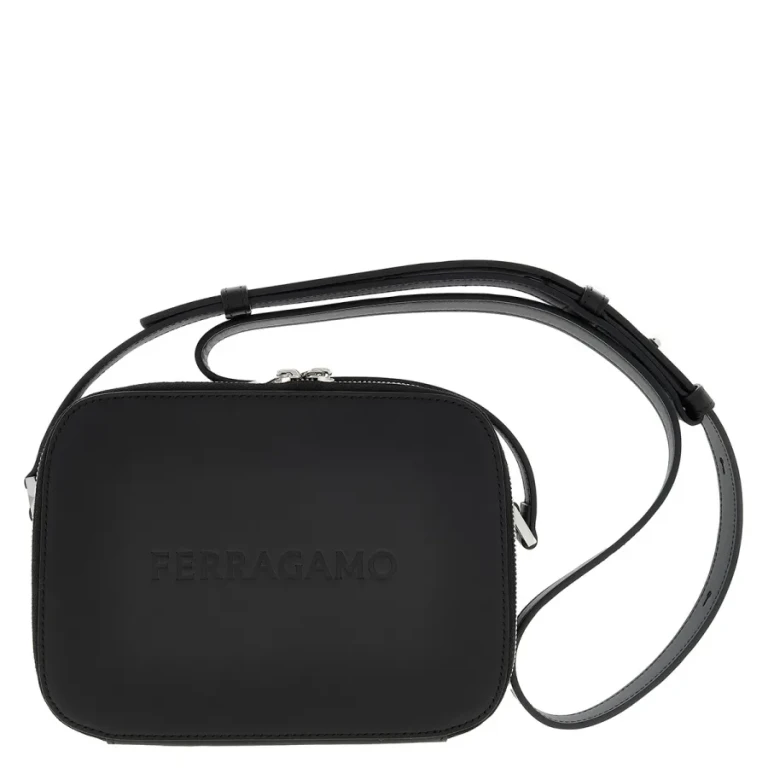 Ferragamo Logo Embroided Leather Camera Case