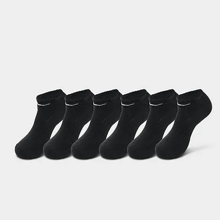 Nike Everyday Cushioned Training No-Show Socks (6-Pack) in Black/White Size: Medium