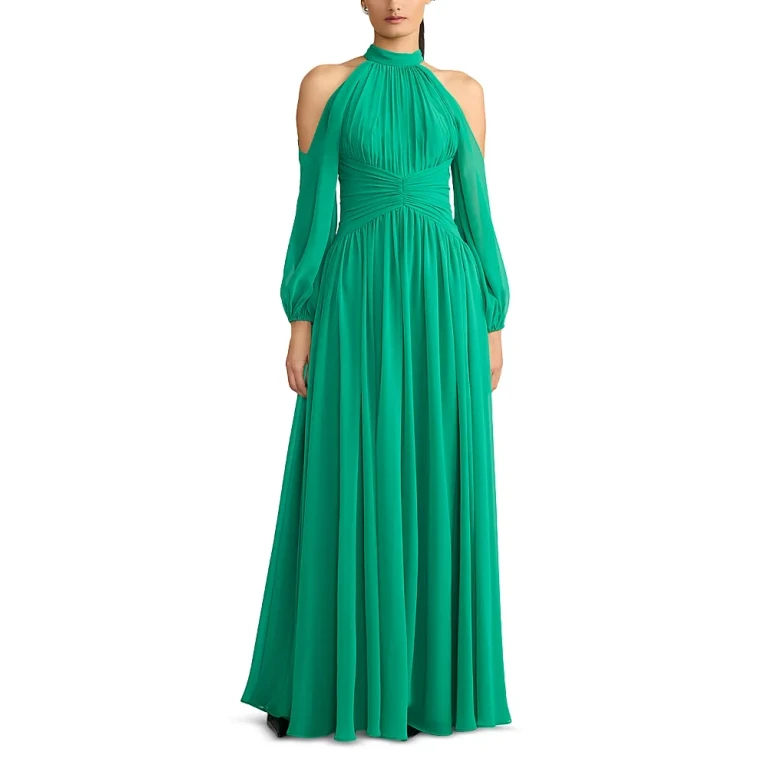Zac Posen Wicked x Zac Posen Cold Shoulder Chiffon Gown