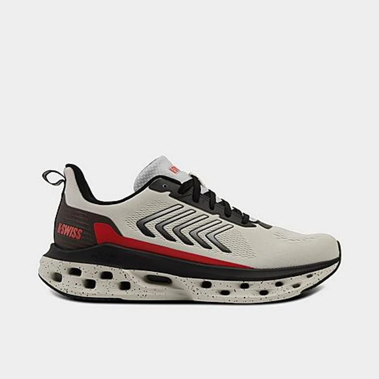 K-Swiss Men's Melrose Tubes Lite Casual Shoes in Oyster Mushroom/Black/Mars Red Size: 6.5