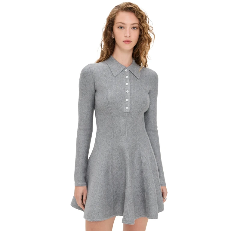 Fleur du Mal Henley Flared Corset Dress Medium Heather Grey L