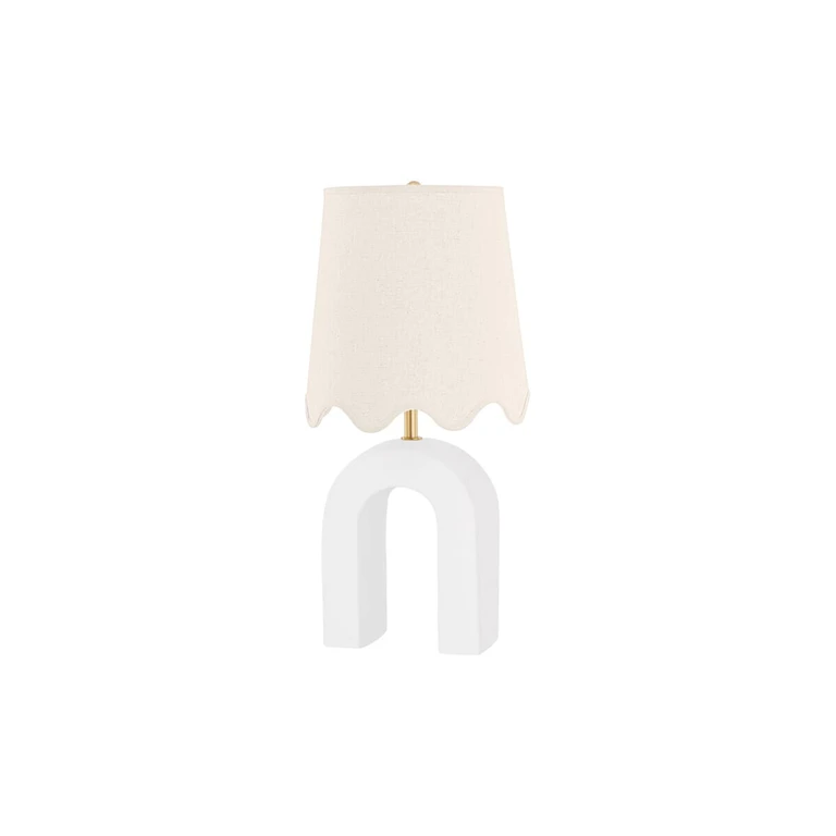 Mitzi Roshani Table Lamp in Aged Brass and Ceramic Raw Matte White