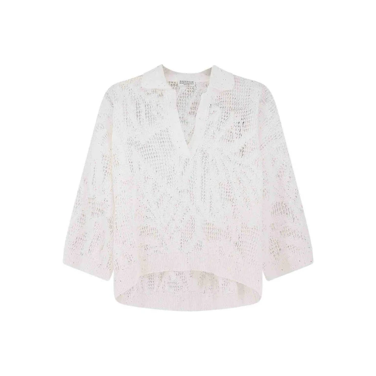 Brunello Cucinelli Pull Col Rond - Blanc