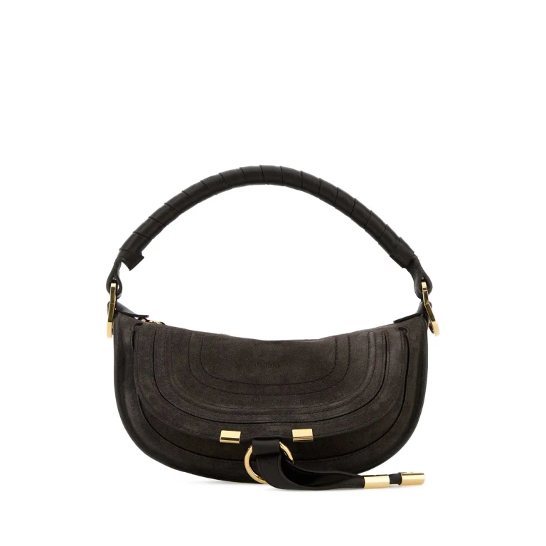 Chloé Dark Brown Suede Mini Marcie Shoulder Bag
