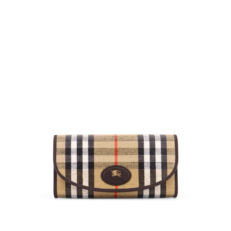 Coated Canvas Wallet With Burberry Check Motif