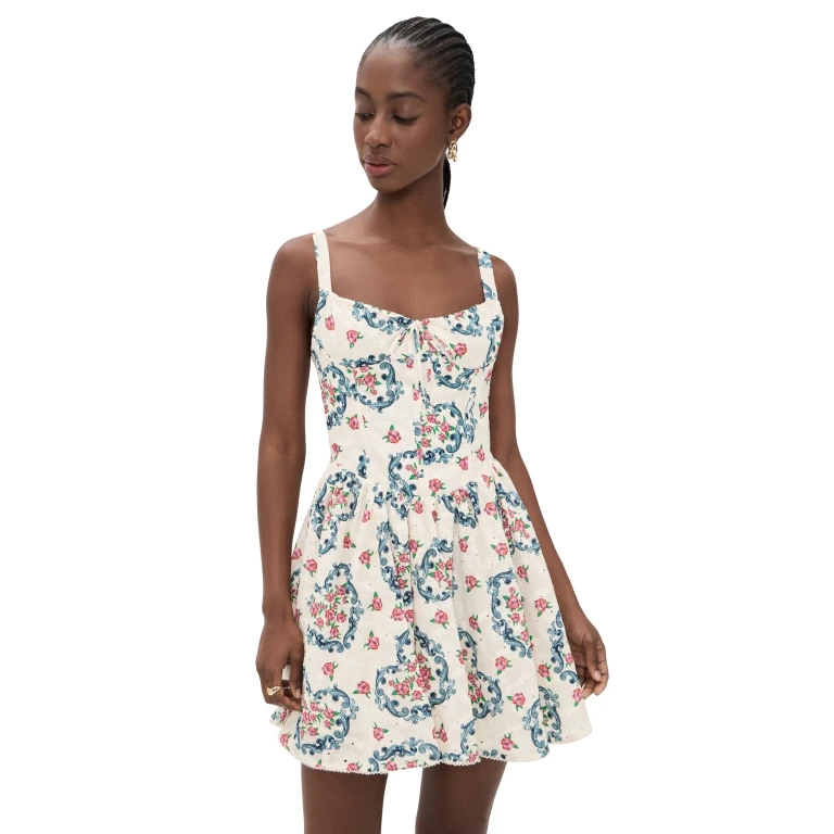 Agua Bendita Spring Underwire Eyelet Cherish Mini Dress Multicolor L
