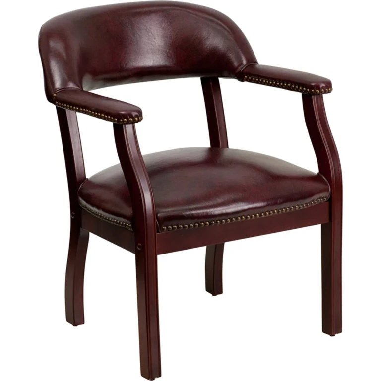 Sophisticated Burgundy Vinyl Accent Chair