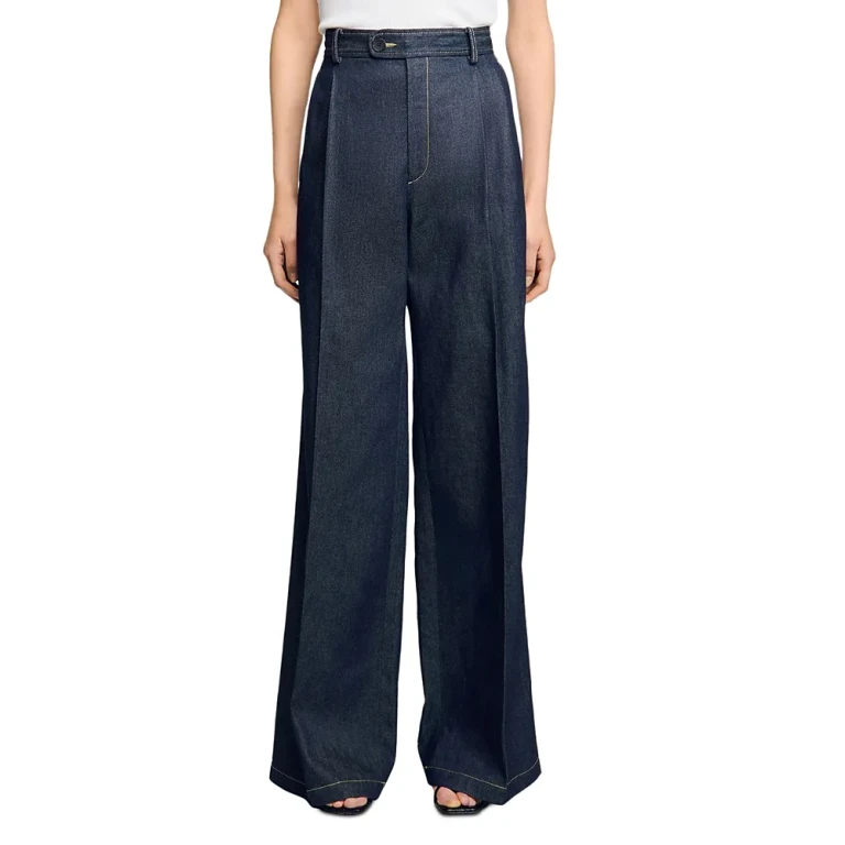 Sandro High Rise Wide Leg Denim Pants