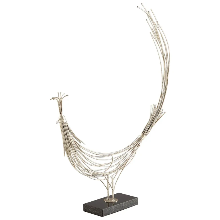 Racket Tailed Sculpture in Antique Silver Leaf