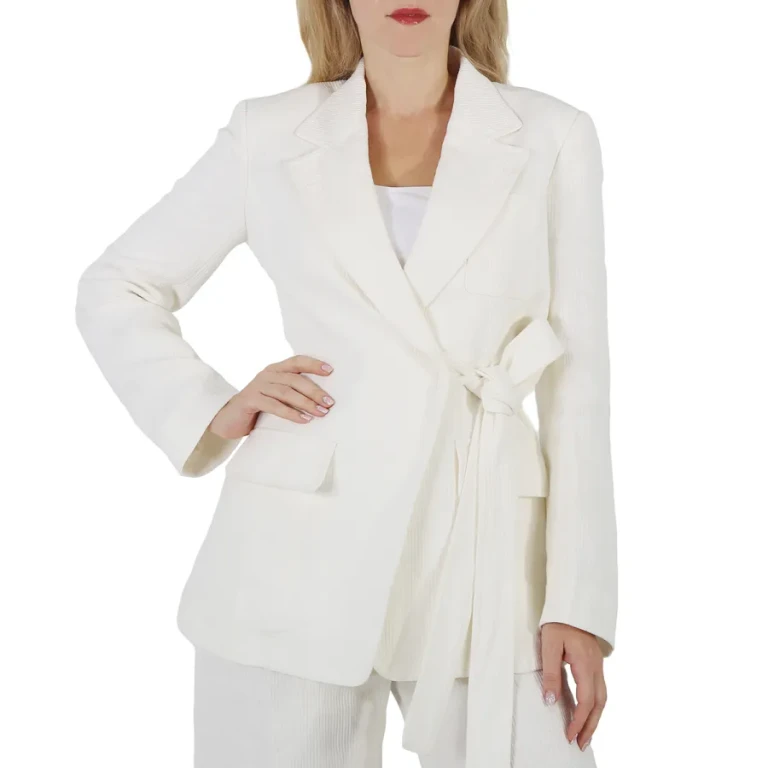 Chloe Ladies Iconic Milk Tie-Closure Tailored Linen Jacket