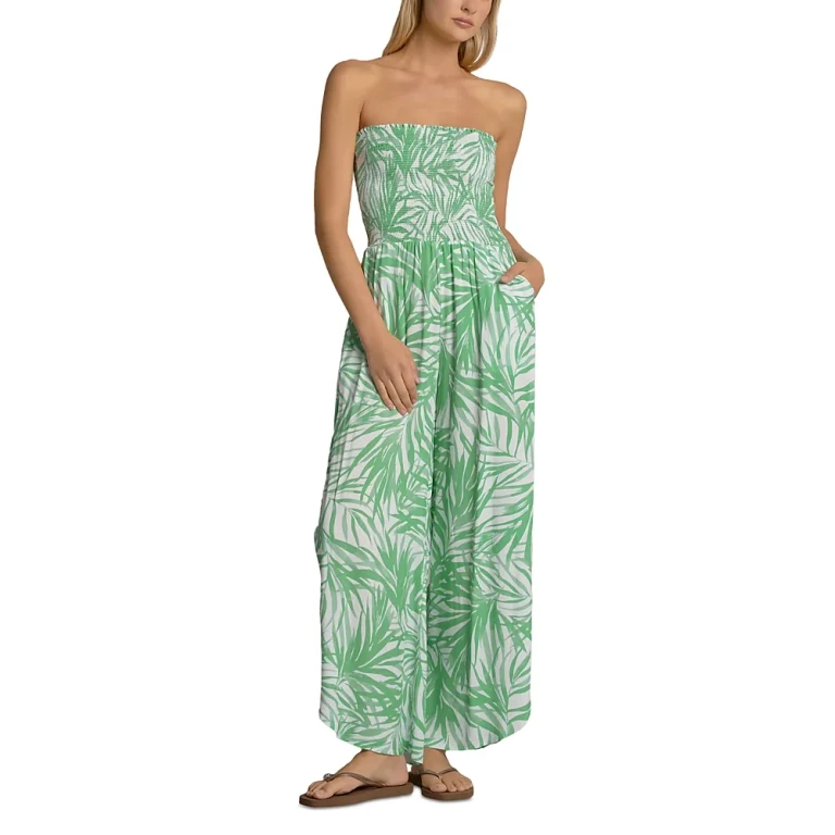Elan Printed Split Leg Swim Cover Up Jumpsuit