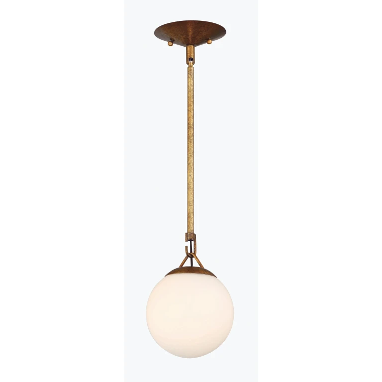 Patina Aged Brass One Light Mini Pendant from the Orion Collection