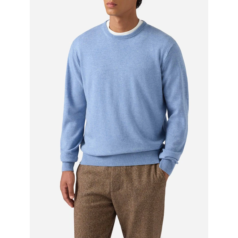 Mc2 Saint Barth Regent Sweater Dusty Blue Merino Wool And Cashmere - Men