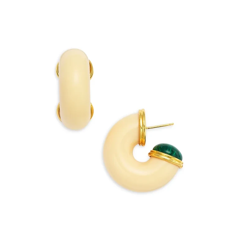 Kenneth Jay Lane Malachite Hoop Earrings