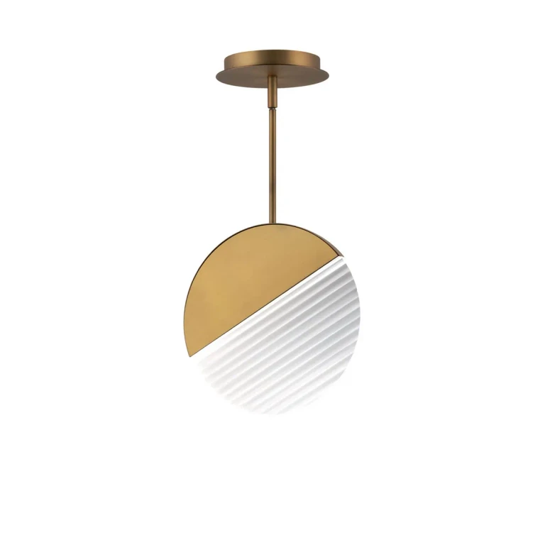 Aged Brass LED Mini Pendant from the Crescent Collection