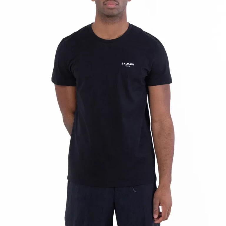 Balmain Flock Logo Cotton T Shirt