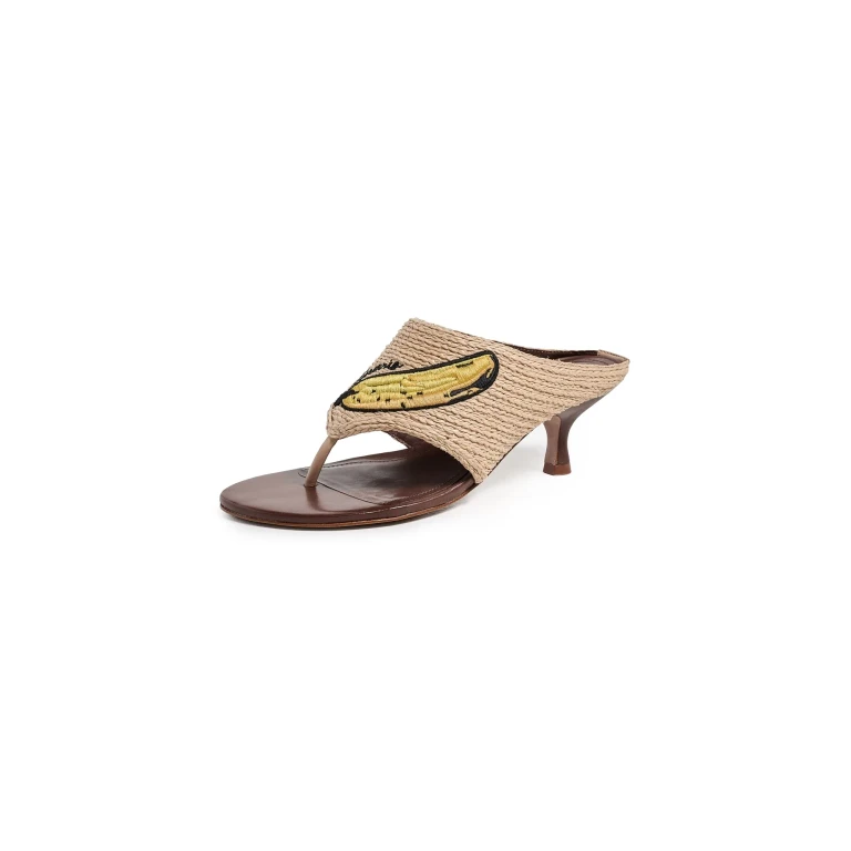 FARM Rio Raffia Icons Kitten Heels Walnut Banana 6.5