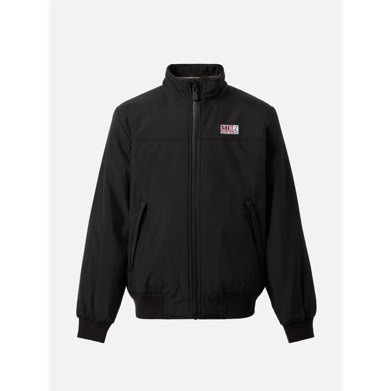 Mc2 Saint Barth Black Bomber Jacket Country Jr With Furry Lining
