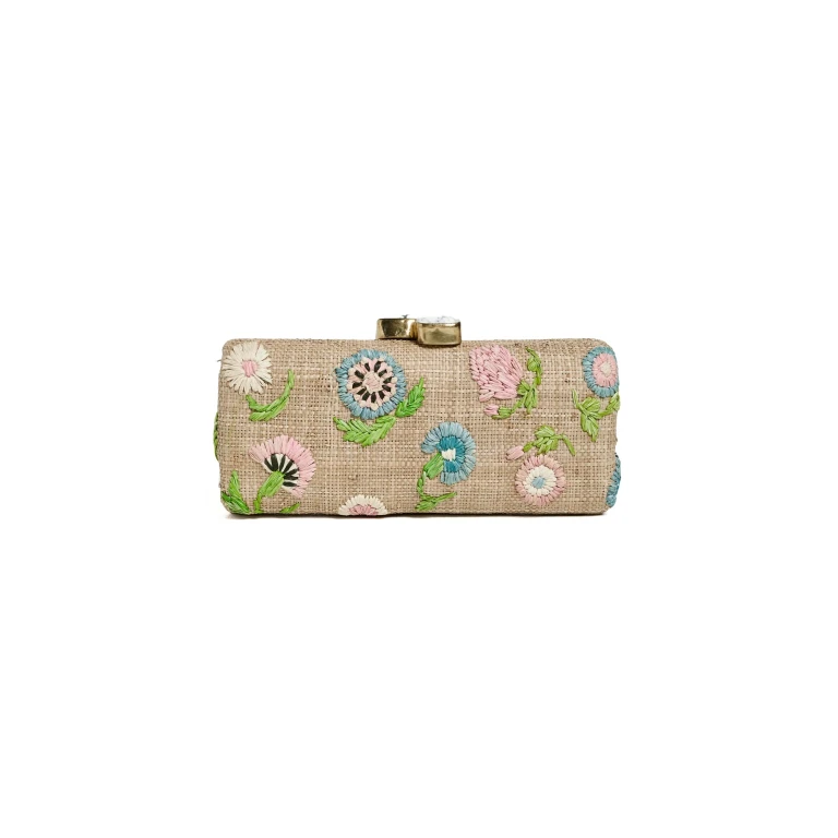PAMELA MUNSON Petite Fleur Clutch Natural/Pastel One Size