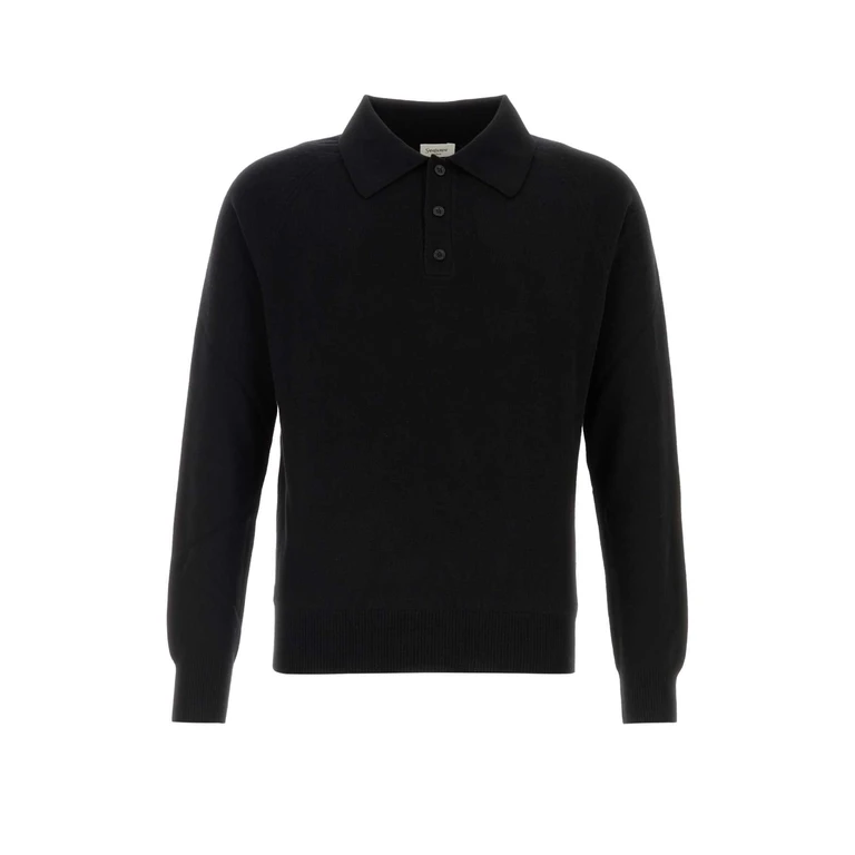 Saint Laurent Black Wool Polo Shirt Noir Exterior: Maglie - Men