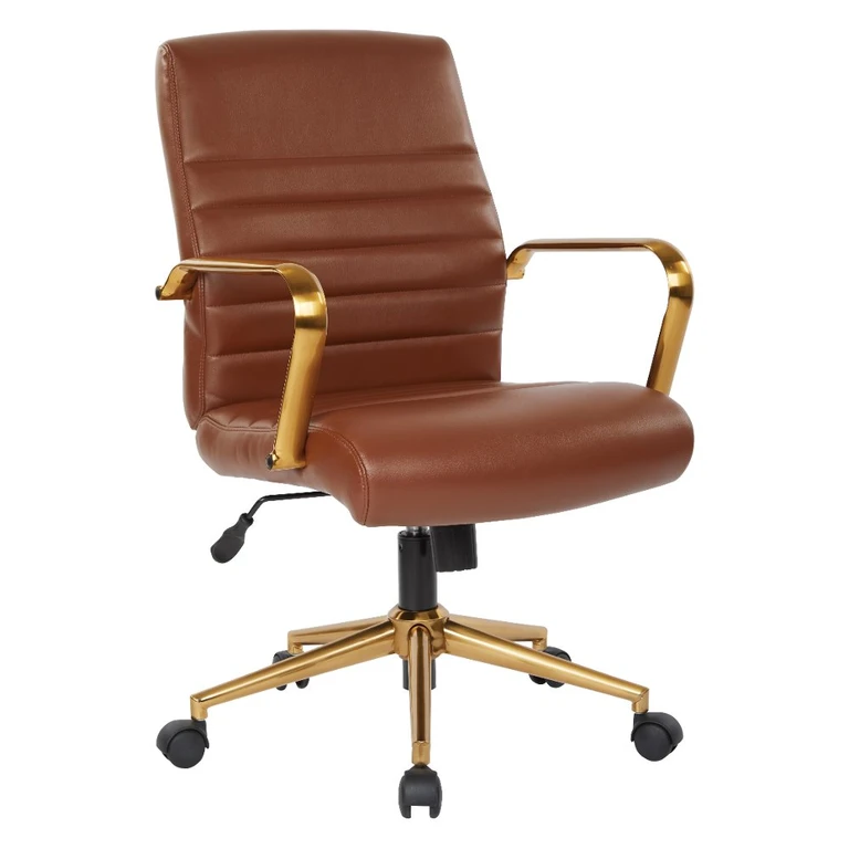 FL Series Mid-Back Saddle Brown Faux Leather Office Chair
