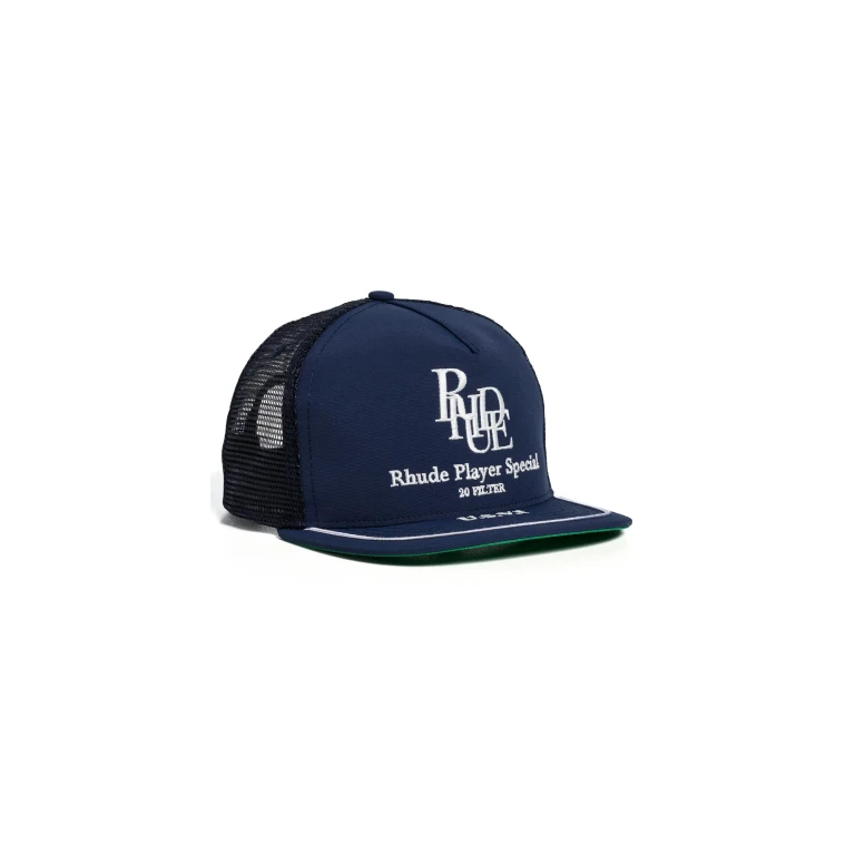 Rhude Player Special Trucker Hat Navy / White One Size