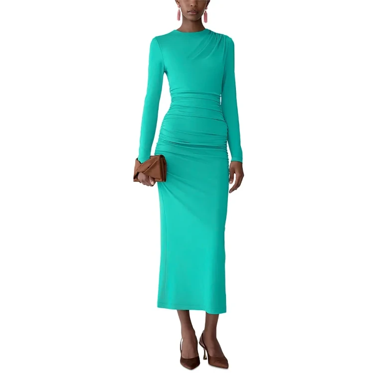 Carolina Herrera Draped Mock Neck Dress