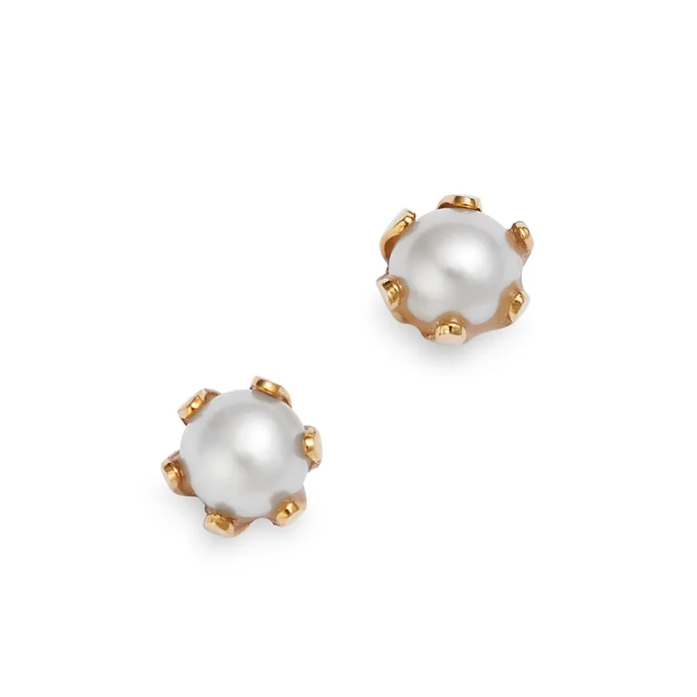 Children's Freshwater Pearl Screw Back Stud Earrings in 14K Yellow Gold