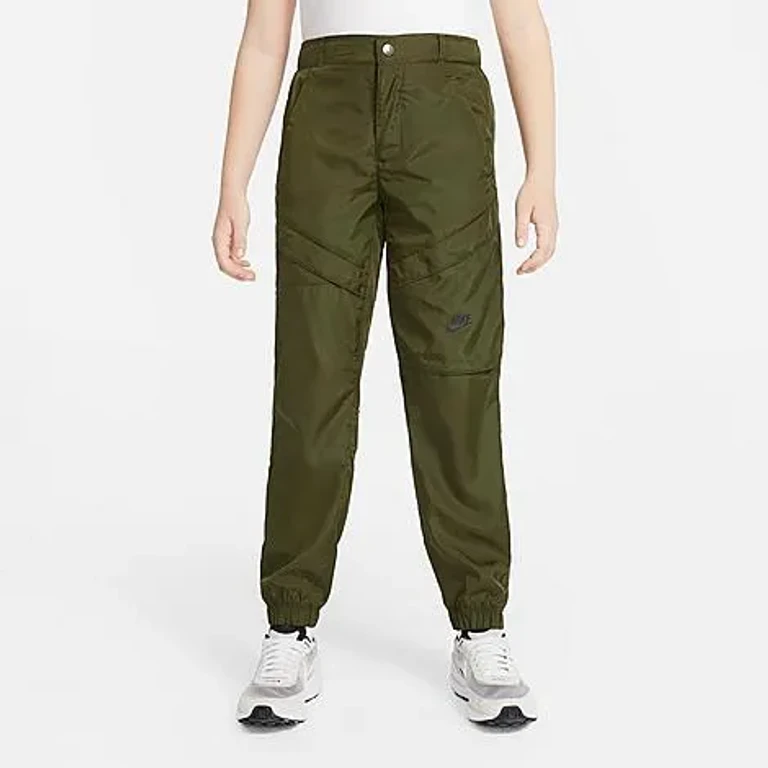Nike Boys Big Kids Sportswear Woven Utility Jogger Pants in Rough Green/Black Size: XS