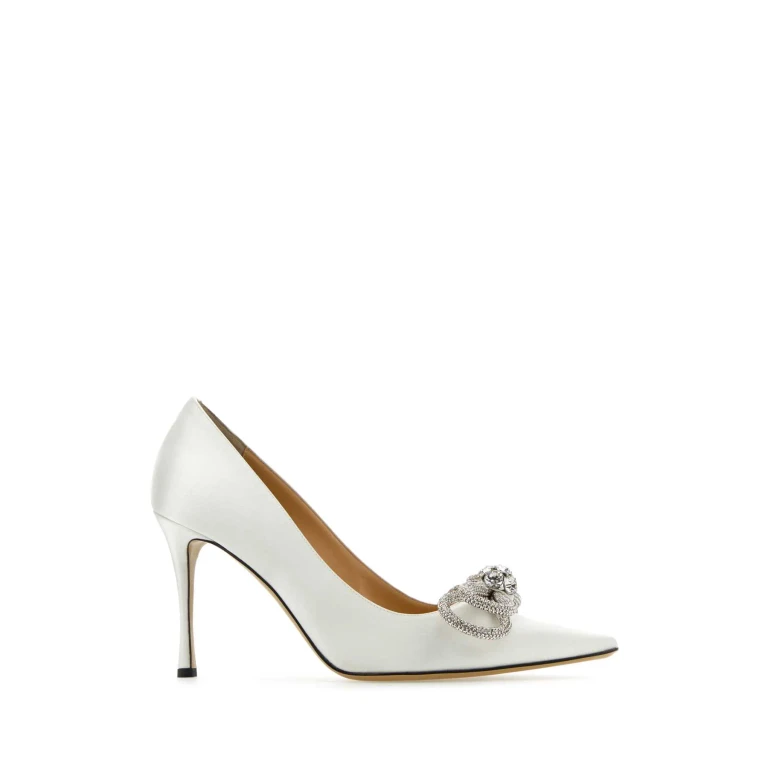 Mach & Mach White Satin Pumps