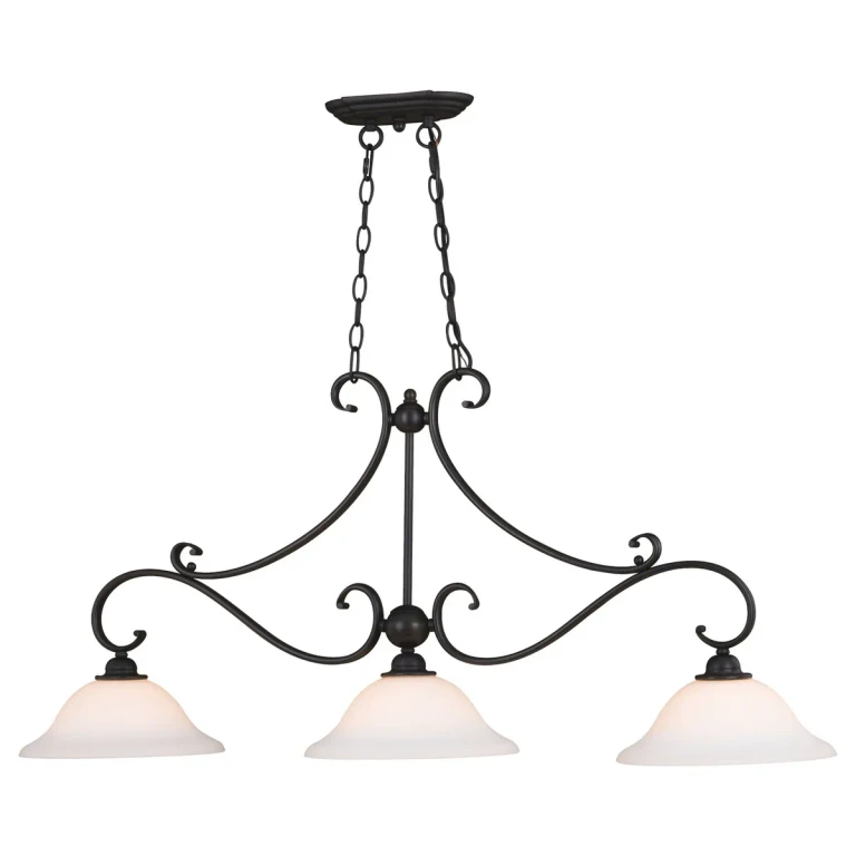 Oil Rubbed Bronze Three Light Linear Chandelier from the Monrovia Collection