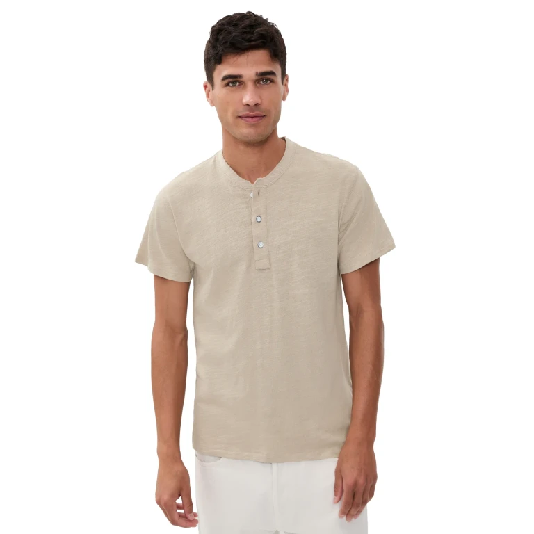 rag & bone Classic Flame Short Sleeve Henley Tee Taupe XS